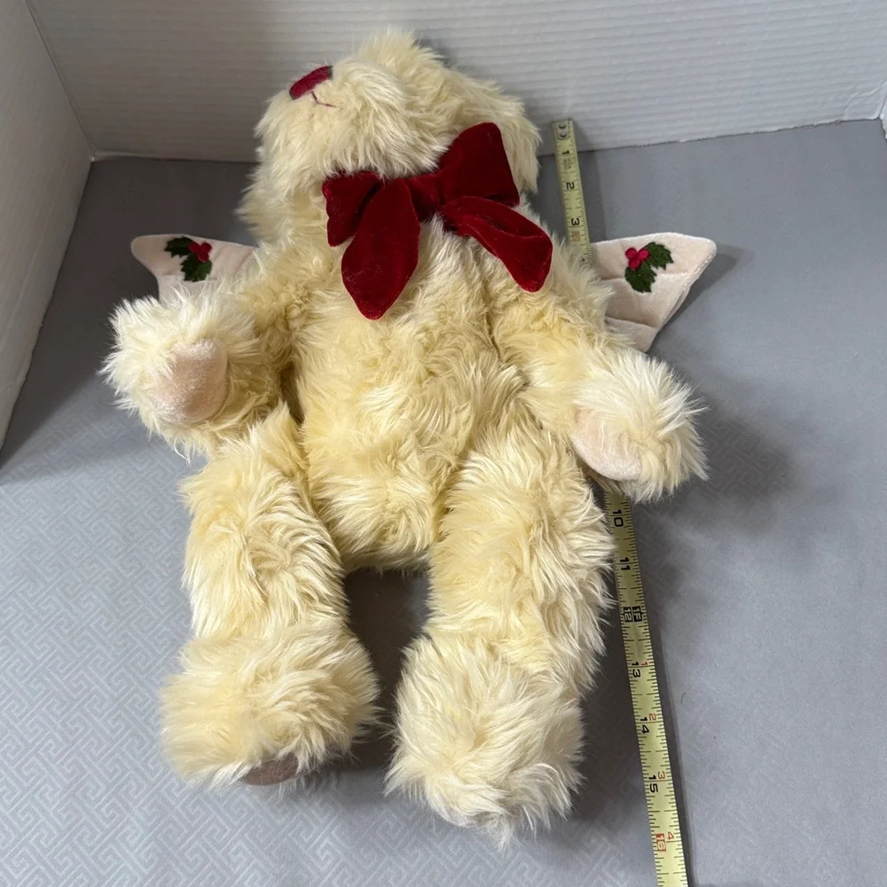 Vintage Holly the Holiday Bear Plush Angel Wings Red Velvet Bow Jointed 2002
